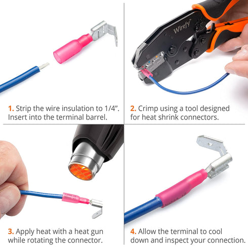 Wirefy 150 PCS Heat Shrink Piggyback Spade Connectors, 3 Way Double Spade Quick Disconnect Terminals - Red