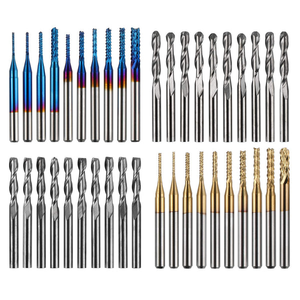 Genmitsu 40pcs End Mills CNC Router Bits, 1/8" Shank CNC Cutter Milling Carving Bit Set, MC40A