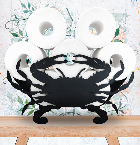 8 Metal Animals Black Crab Storage Stand for Indoor Bathrooms & Kitchens - Wall Mounted Toilet Rolls Tissue Paper