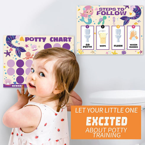 8.3 11.2 inches, 10 Pack 5 Pack Potty Training Chart for Girls, Mermaid Theme, x Chart with Reward Stickers