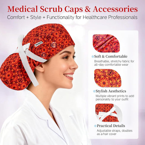 Women's Satin Lined Scrub Cap - Adjustable Medical Work Hat for Surgeons and Dentists