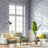 17.7"x118" Blue Grey Floral Peel and Stick Wallpaper, Iris Flower Bouquet Mural for Bedroom Nursery