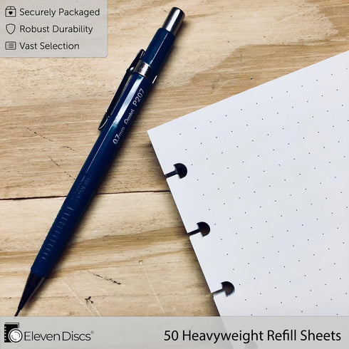 Discbound Paper, Junior Size Ruled Sheets, Premium 120gsm Notebook & Planner Refills, 50 Sheets