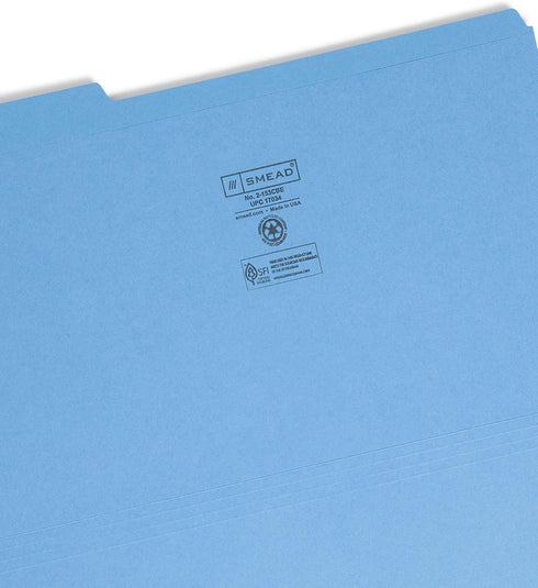 Smead File Folder, Blue, Reinforced 1/3-Cut Tab, Legal Size, 100 per Box (17034)
