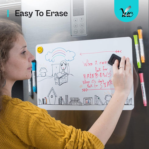 Magnetic Whiteboard for Fridge, 17x11 Inch Dry Erase Board, Refrigerator White Board, Magnetic White Board