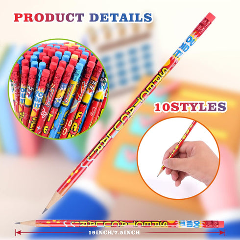 Kolewo4ever Inspirational Pencils, 200 Pieces with 10 Designs, Words of Encouragement on Sharpened Pencils