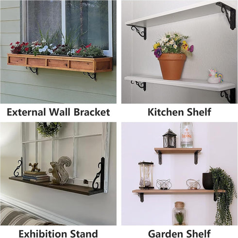HOME MASTER HARDWARE 5x3-1/2 2 Decorative Shelf Brackets in Wall Mounted Floating Shelf Bracket L Heavy Duty Support
