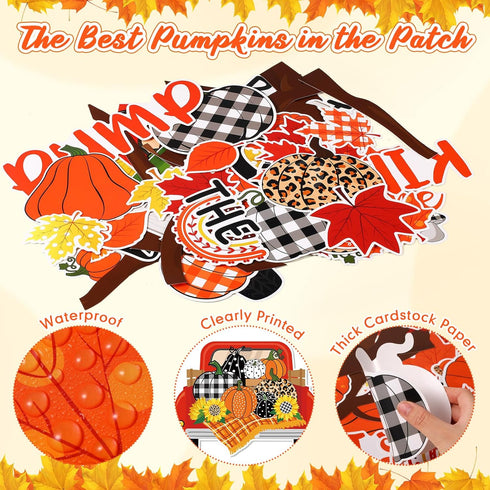 Pasimy 86 Pcs Fall Bulletin Board Decorations - Thanksgiving Classroom Cardboard Cutouts for Autumn Decor