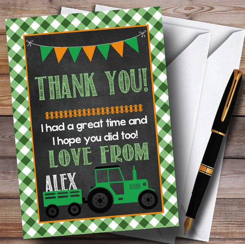 The Card Zoo Green Country Farm Tractor Party Thank You Cards