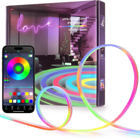 ANDOHAI 50FT LED Neon Rope Lights, Flexible Led Rope Lights Control with App/Remote,