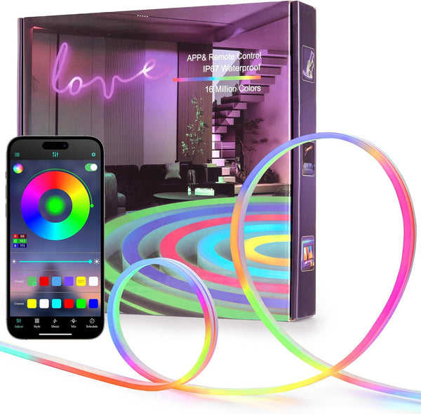 ANDOHAI 50FT LED Neon Rope Lights, Flexible Led Rope Lights Control with App/Remote,