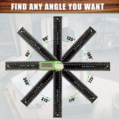 Digital Angle Finder Protractor, 2-in-1 Miter Saw Protractor, 7 Inch/200mm ABS Ruler for Woodworking, Metalworking,