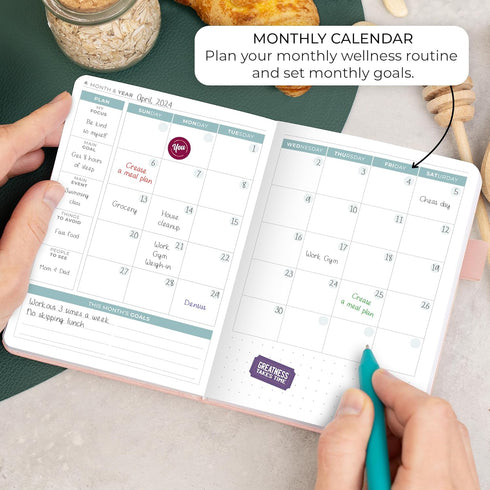 Clever Fox Food Journal Pocket, Daily Food Diary and Meal Planner to Track Calories & Nutrients, 4x5.5” (Rose Gold)
