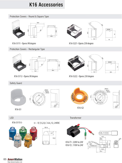 K16-S115-R-6VDC, Bulb, K16 6VDC LED Switch, Red