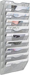PAG Hanging Wall File Holder Organizer, Mail Sorter Literature Rack for Office with 10 Pockets, Silver