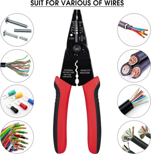 WG-015 8-inch WGGE Professional Wire Stripper/Crimping Tool, Cable Cutter/Crimper, Wiring and Multi-Function Hand Tool