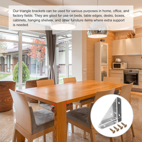 8Pcs 66mm 66mm, uxcell Angle Corner Brackets x Stainless Steel Braces Joining Support with Screws for Desk Bed Edge