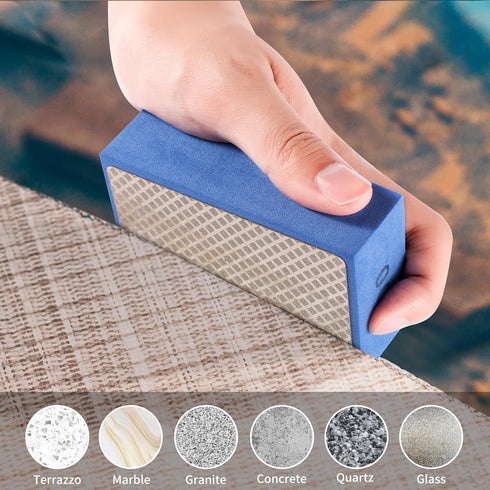 XKDOUS 6PCS Diamond Hand Polishing Pads, 60/100/200/400/600/1000 Diamond Sanding Pads for Ceramic Tile Glass Stone