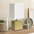 LT1218-BGE 11.81" Simple Designs Mini Cube Faux Stone Ceramic Table Lamp, for Living Room, Bedroom, Office, Beige