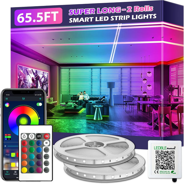 65.5FT Led Strip Lights,Long Smart Led Light Strips Music Sync 5050 RGB