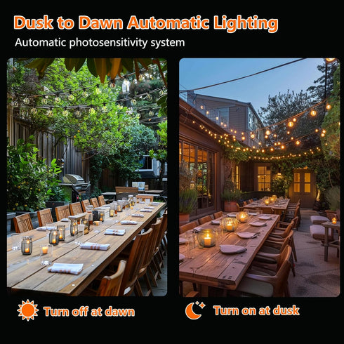 Bulbs IP65 Dimmable Kawaya Outdoor String Lights, LED Patio Light, Shatterproof Edison Globe - Waterproof Hanging Light