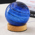 wpdash 12cm 3-Color Gift5V) Glass Planet Desk Lamp, Changing LED Globe on Wood Stand USB Powered Table Night Light