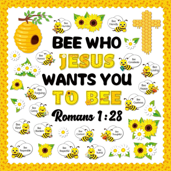 gisgfim Bee Jesus Bulletin Board Decorations, Summer Christian Religious Cutouts, Cross Borders for Sunday School Decor