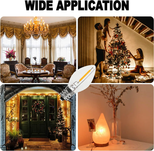 C7 0.6W 2700K LED Bulb, Standard E12 Base Night Light Replacement, 6 Pack