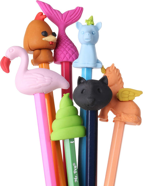 Mr. Pen Animal Topper Erasers, 22 Pack, 8 Pack Take Apart Animal Erasers, Fun Pencil Toppers for Kids, Easter Egg