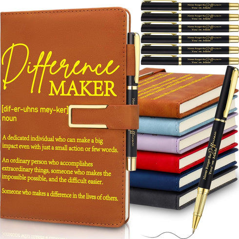 Chuangdi 6 Sets Difference Maker Gifts Employee Appreciation Gifts Bulk A5 Leather Journal