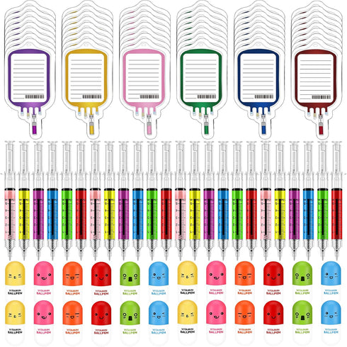 96 Pieces Fun Nurse Pens Set 24 Pcs Syringe Pens 24 Pcs