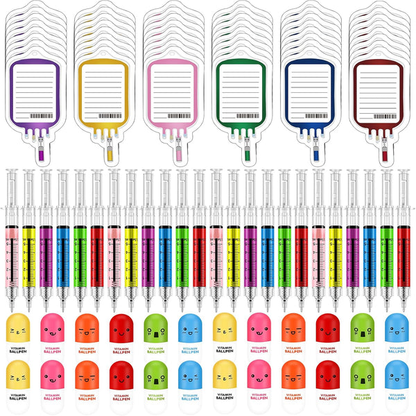 96 Pieces Fun Nurse Pens Set 24 Pcs Syringe Pens 24 Pcs
