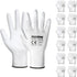 DULFINE Safety Work Gloves - 12 Pairs PU Coated White Seamless Knit Gloves for General Duty Work