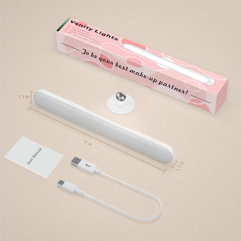 Benreom Wireless Vanity Lights for Mirror, Rechargeable Battery Operated Stick on Lamp, Adjustable Color Brightness