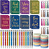 PerKoop 64 Pcs Inspirational Gifts, Motivational Notebooks, Ballpoint Pens, Positive Wristbands for Teachers