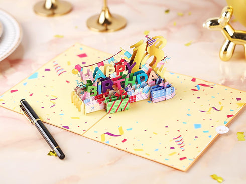 Liif Happy 18th 3D Pop Up Birthday Card, 18 Year Old Card for Girl, Boy, Son, Daughter, Nephew | Large Size 8 x 6 inch