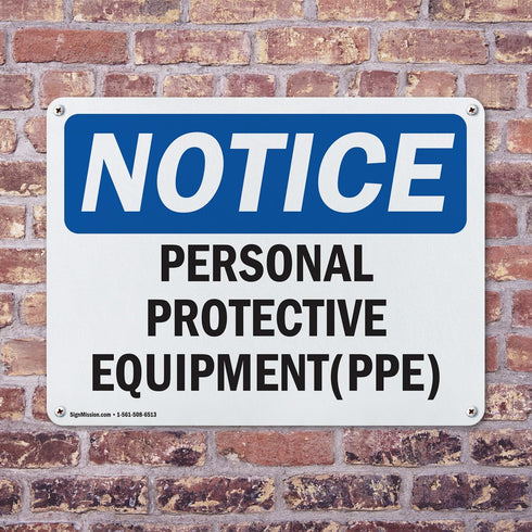 (2 Pack) Personal Protective Equipment (PPE) OSHA Notice Sign 18" X 12" Indoor/Outdoor Rust-Free Aluminum Metal Signs