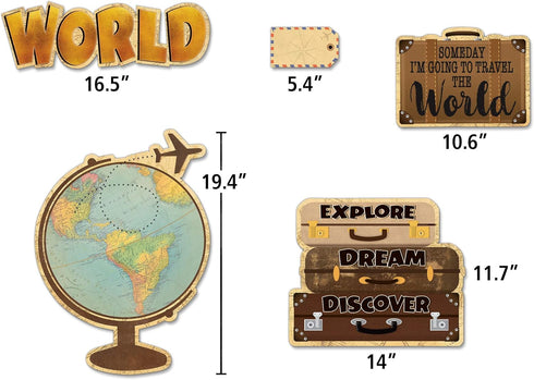 Teacher Created Resources Travel The Map Future World Changers Bulletin Board Set, 14" x 19-1/2" Globe