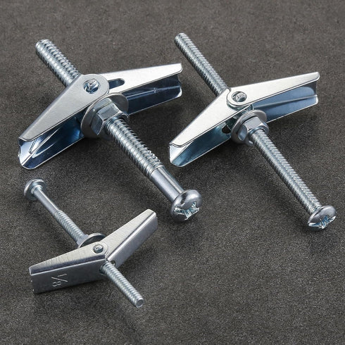 Heavy Duty Drywall Anchors and Screws Kit, 1/8 10pcs, 3/16 10pcs, 1/4 10pcs Toggle Bolts and Wing Nuts Set