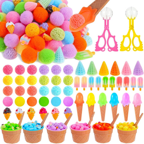 OAXNTGW 154 Pcs Ice Cream Sensory Bin Items Summer Counting Sorting Sensory Bin