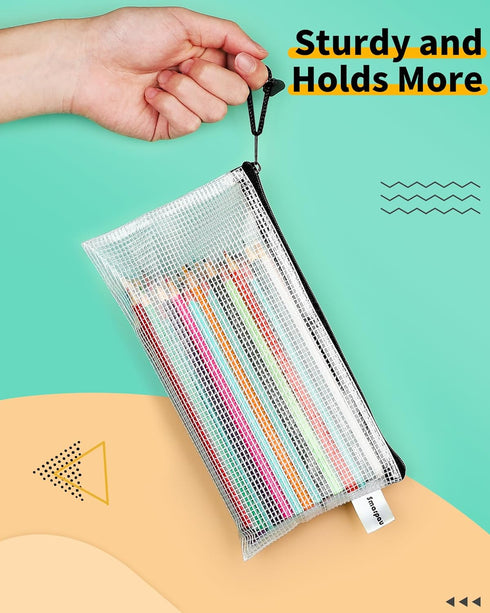 Smarpau Pencil Pouch 24PCS, 9.3" x 4.7" Waterproof Zipper Bags for Organizing, Travel, Office, Home Storage - Black
