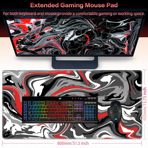 Gaming Mouse Pad, Canjoy Fluid Pattern Mouse Pad 31.5x15.10inch Large Extended Computer Mouse Mat Keyboard Full Desk Mousepad for Gaming, Office, Home by Canjoy