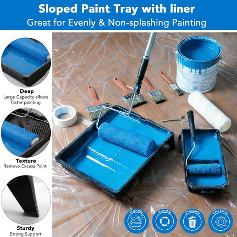 36PCS 4-Section 9''& 4''Roller SOUTHGATE Paint Roller Kit with Pole, Trays, Heavy-Duty Frames, Microfiber Paint