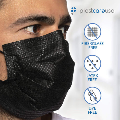 1 3-Ply (50, 100, 1000 Pack) PlastCare USA ASTM Level Disposable Face Masks - Comfortable and Soft Blue or Black Mask