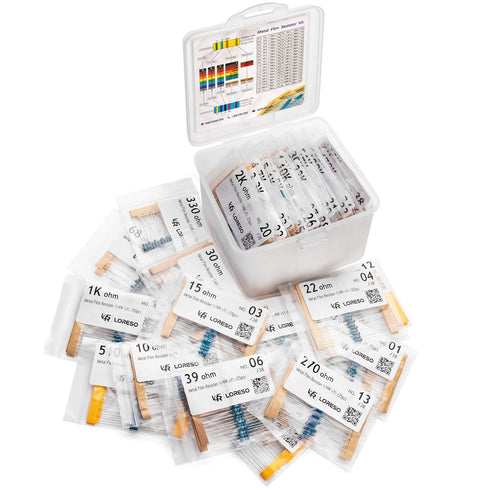 Loreso Resistor Variety Pack, 1200 pcs 1/4W 1% Metal Film Resistor Pack, ROHS Compliant