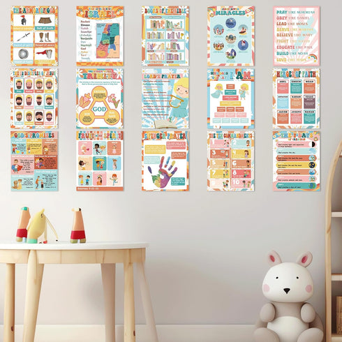 gisgfim Hippie Bible Posters for Classroom, Groovy Books of the Bible Bulletin Board Wall Decor