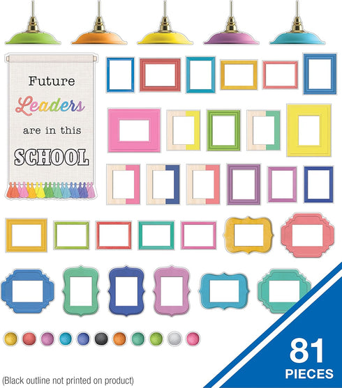 Carson Dellosa Creatively Inspired 81-Piece Future Leaders Bulletin Board Set, Colorful Banner, Colorful Frames, Lights, Pom Bulletin Board Decorations, Inspirational Colorful Classroom Display by Carson Dellosa Education