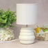 LT1168-CRM 12.68" Simple Designs Chic Glow Mini Stacked Ceramic Table Lamp, Monochromatic Fabric Shade, Small Accent