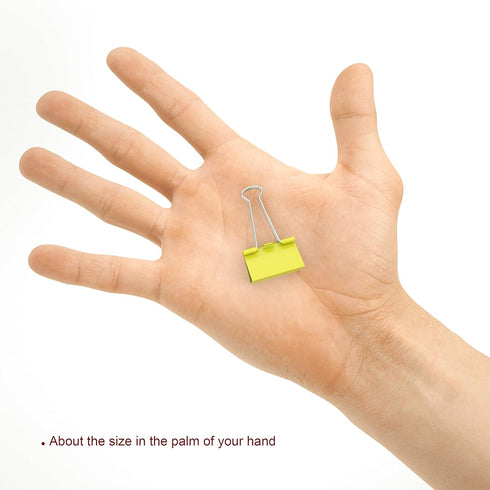 Binder Clips Small Metal Clamp, 0.75 inch / 19 mm, Yellow, 20-PCS