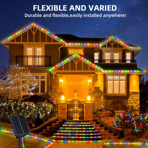 clouisc 120 40ft 8 Solar String Lights Outdoor Waterproof LED Rope Lights with Modes, Fairy Lights for Patio, Garden